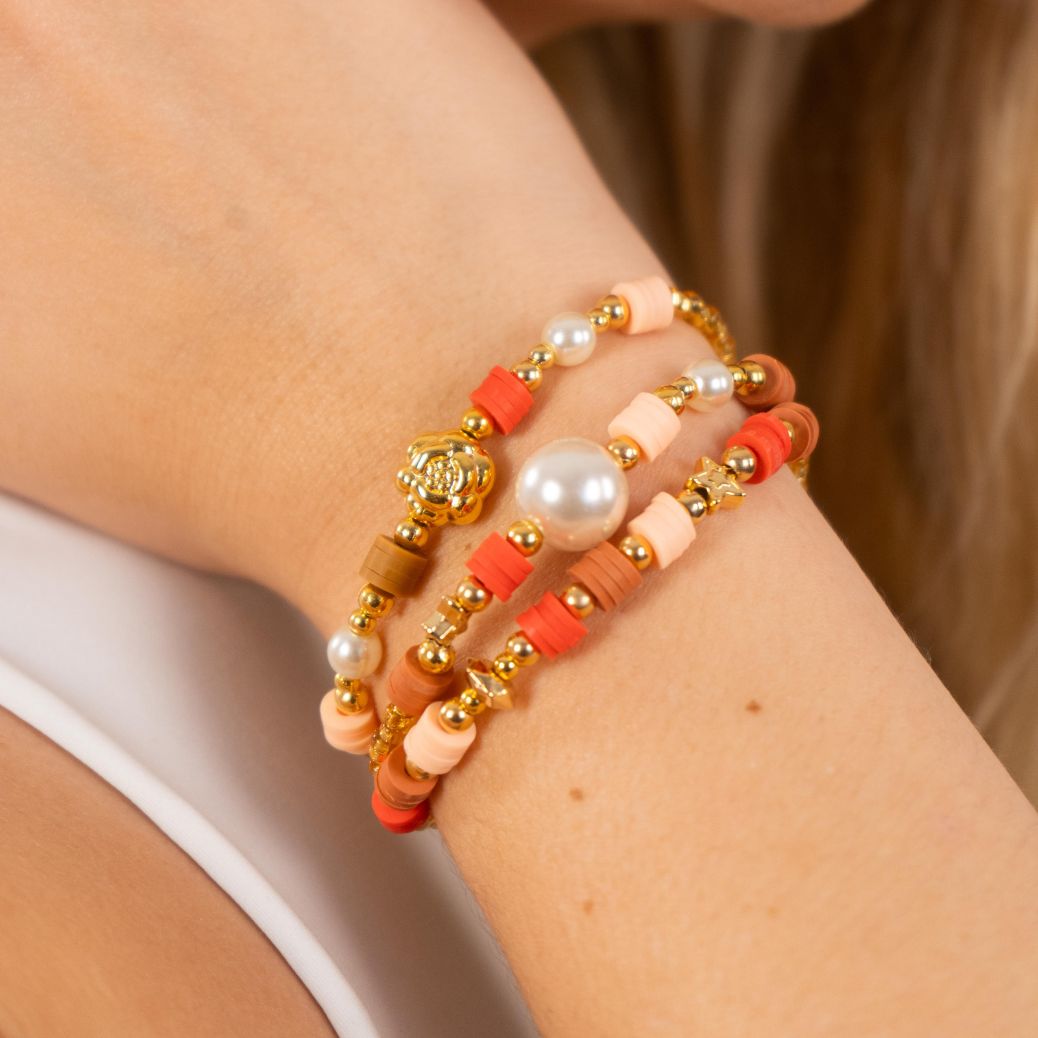 Pulsera + aretes Rosa Salmón