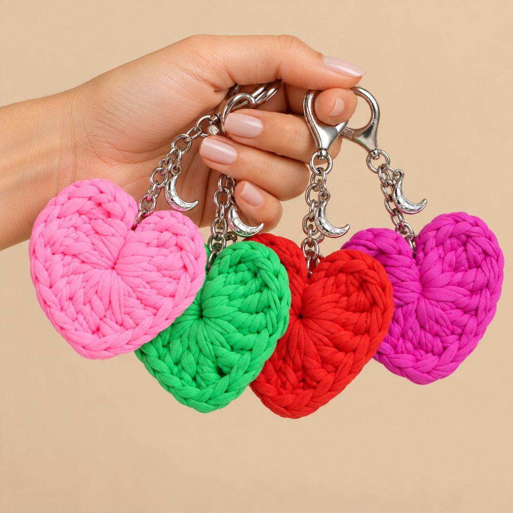 Llaveros corazón en macramé