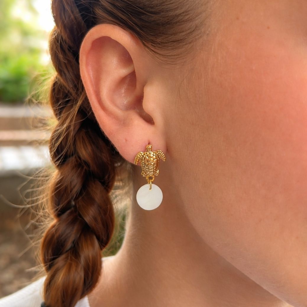 Aretes Tortuga Marina Blanca