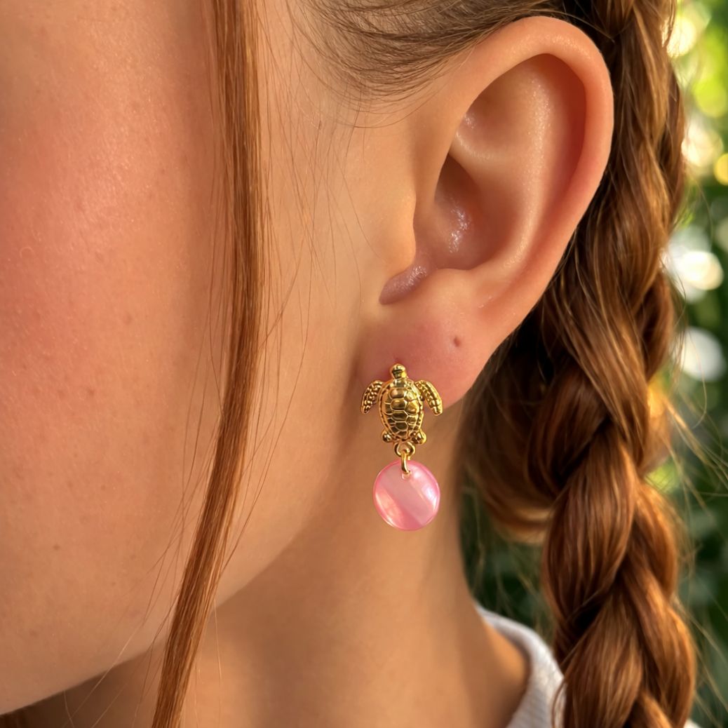Aretes Tortuga Rosa