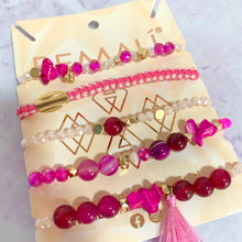 Cargar imagen en el visor de la galería, PULSERA AGATAS FUCSIA
