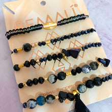 Cargar imagen en el visor de la galería, PULSERAS AGATAS NEGRAS
